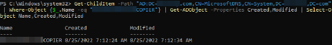 Find Created/Modified Date of Active Directory DNS Object